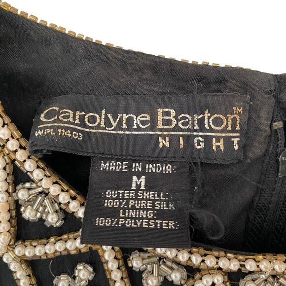 Carolyne Barton Nights Sequin Pearl Beaded Black Silk Lined Blouse size medium - Picture 3 of 13